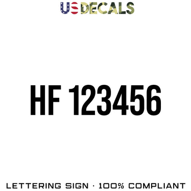 HF Number Decal Sticker, 2 Pack