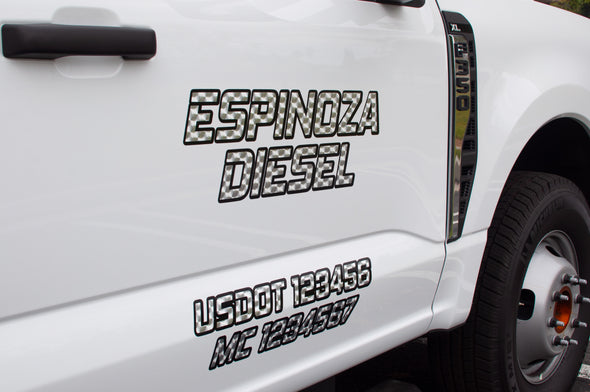 metallic business truck door decal