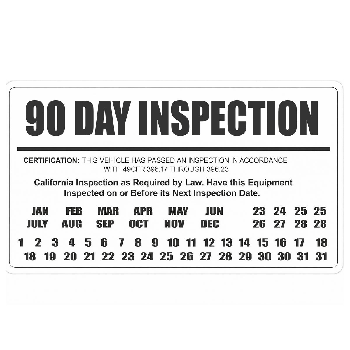 Ca Bit Inspection Label 90 Day Vehicle Inspection BIT Label Decal Sticker – US Decals