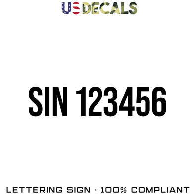 SIN Number Decal Sticker, 2 Pack