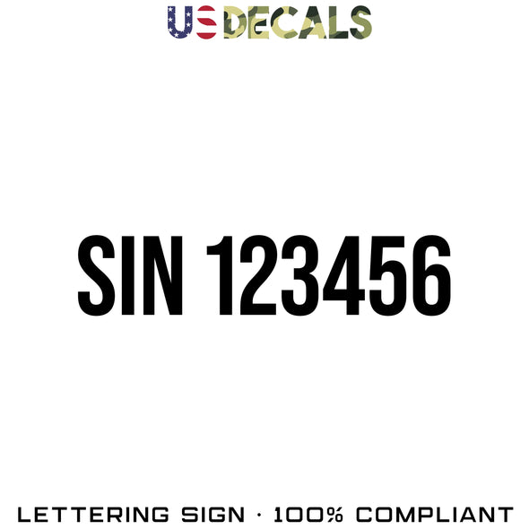 SIN Number Decal Sticker, 2 Pack