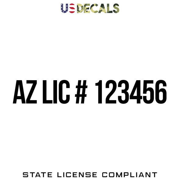 Arizona AZ License Regulation Number Decal Sticker Lettering, 2 Pack