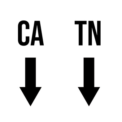 CA (California) & TN (Tennessee) Tandem Position Decal Sticker Sign