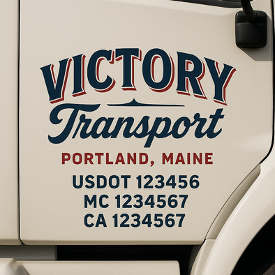 Custom Designed USDOT (DOT) Truck Door Lettering Decal Signs | Graphic Designed USDOT Lettering For Semi-Trucks, Work Trucks & Box Trucks | Add Your Trucking Name, USDOT, MC, CA, KYU, GVW & VIN (2-Pack)