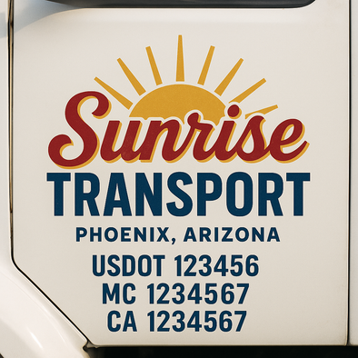 Custom Designed USDOT (DOT) Truck Door Lettering Decal Signs | Graphic Designed USDOT Lettering For Semi-Trucks, Work Trucks & Box Trucks | Add Your Trucking Name, USDOT, MC, CA, KYU, GVW & VIN (2-Pack)