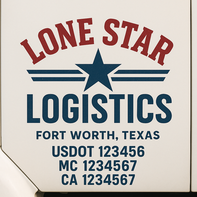 Custom Designed USDOT (DOT) Truck Door Lettering Decal Signs | Graphic Designed USDOT Lettering For Semi-Trucks, Work Trucks & Box Trucks | Add Your Trucking Name, USDOT, MC, CA, KYU, GVW & VIN (2-Pack)