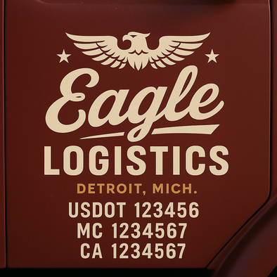 Custom Designed USDOT (DOT) Truck Door Lettering Decal Signs | Graphic Designed USDOT Lettering For Semi-Trucks, Work Trucks & Box Trucks | Add Your Trucking Name, USDOT, MC, CA, KYU, GVW & VIN (2-Pack)