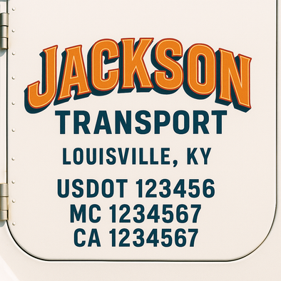 Custom Designed USDOT (DOT) Truck Door Lettering Decal Signs | Graphic Designed USDOT Lettering For Semi-Trucks, Work Trucks & Box Trucks | Add Your Trucking Name, USDOT, MC, CA, KYU, GVW & VIN (2-Pack)