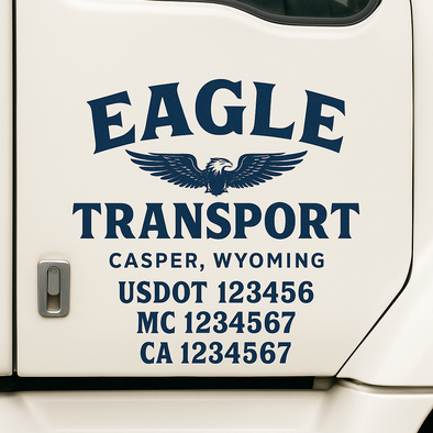 Custom Designed USDOT (DOT) Truck Door Lettering Decal Signs | Graphic Designed USDOT Lettering For Semi-Trucks, Work Trucks & Box Trucks | Add Your Trucking Name, USDOT, MC, CA, KYU, GVW & VIN (2-Pack)
