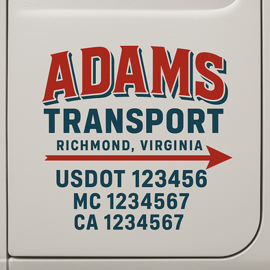 Custom Designed USDOT (DOT) Truck Door Lettering Decal Signs | Graphic Designed USDOT Lettering For Semi-Trucks, Work Trucks & Box Trucks | Add Your Trucking Name, USDOT, MC, CA, KYU, GVW & VIN (2-Pack)