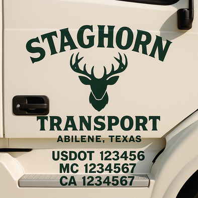 Custom Designed USDOT (DOT) Truck Door Lettering Decal Signs | Graphic Designed USDOT Lettering For Semi-Trucks, Work Trucks & Box Trucks | Add Your Trucking Name, USDOT, MC, CA, KYU, GVW & VIN (2-Pack)