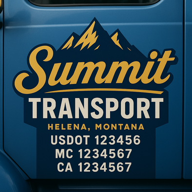 Custom Designed USDOT (DOT) Truck Door Lettering Decal Signs | Graphic Designed USDOT Lettering For Semi-Trucks, Work Trucks & Box Trucks | Add Your Trucking Name, USDOT, MC, CA, KYU, GVW & VIN (2-Pack)