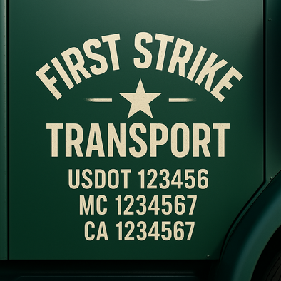 Custom Designed USDOT (DOT) Truck Door Lettering Decal Signs | Graphic Designed USDOT Lettering For Semi-Trucks, Work Trucks & Box Trucks | Add Your Trucking Name, USDOT, MC, CA, KYU, GVW & VIN (2-Pack)