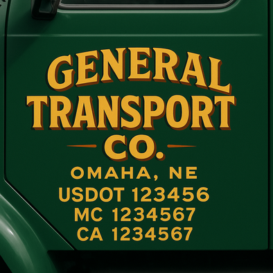 Custom Designed USDOT (DOT) Truck Door Lettering Decal Signs | Graphic Designed USDOT Lettering For Semi-Trucks, Work Trucks & Box Trucks | Add Your Trucking Name, USDOT, MC, CA, KYU, GVW & VIN (2-Pack)