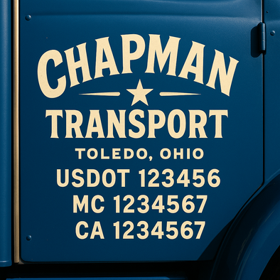 Custom Designed USDOT (DOT) Truck Door Lettering Decal Signs | Graphic Designed USDOT Lettering For Semi-Trucks, Work Trucks & Box Trucks | Add Your Trucking Name, USDOT, MC, CA, KYU, GVW & VIN (2-Pack)