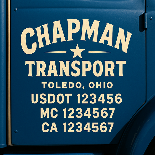 Custom Designed USDOT (DOT) Truck Door Lettering Decal Signs | Graphic Designed USDOT Lettering For Semi-Trucks, Work Trucks & Box Trucks | Add Your Trucking Name, USDOT, MC, CA, KYU, GVW & VIN (2-Pack)