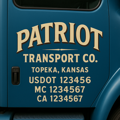 Custom Designed USDOT (DOT) Truck Door Lettering Decal Signs | Graphic Designed USDOT Lettering For Semi-Trucks, Work Trucks & Box Trucks | Add Your Trucking Name, USDOT, MC, CA, KYU, GVW & VIN (2-Pack)