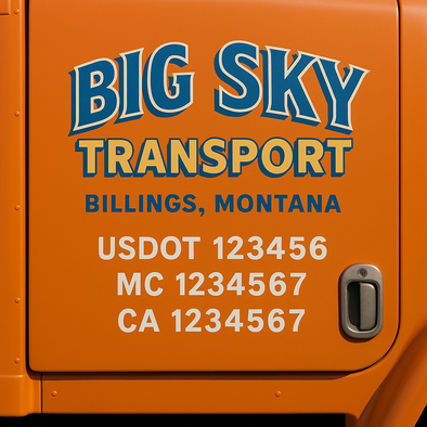 Custom Designed USDOT (DOT) Truck Door Lettering Decal Signs | Graphic Designed USDOT Lettering For Semi-Trucks, Work Trucks & Box Trucks | Add Your Trucking Name, USDOT, MC, CA, KYU, GVW & VIN (2-Pack)