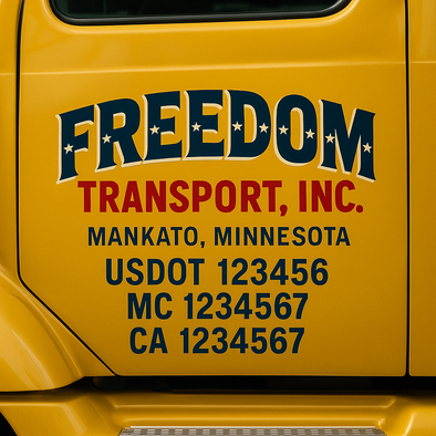 Custom Designed USDOT (DOT) Truck Door Lettering Decal Signs | Graphic Designed USDOT Lettering For Semi-Trucks, Work Trucks & Box Trucks | Add Your Trucking Name, USDOT, MC, CA, KYU, GVW & VIN (2-Pack)