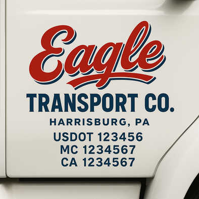 Custom Designed USDOT (DOT) Truck Door Lettering Decal Signs | Graphic Designed USDOT Lettering For Semi-Trucks, Work Trucks & Box Trucks | Add Your Trucking Name, USDOT, MC, CA, KYU, GVW & VIN (2-Pack)