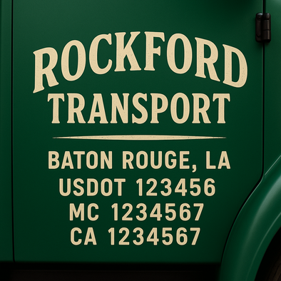 Custom Designed USDOT (DOT) Truck Door Lettering Decal Signs | Graphic Designed USDOT Lettering For Semi-Trucks, Work Trucks & Box Trucks | Add Your Trucking Name, USDOT, MC, CA, KYU, GVW & VIN (2-Pack)