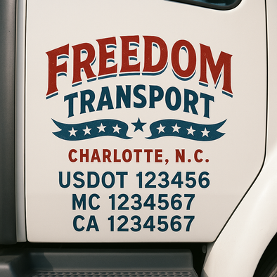 Custom Designed USDOT (DOT) Truck Door Lettering Decal Signs | Graphic Designed USDOT Lettering For Semi-Trucks, Work Trucks & Box Trucks | Add Your Trucking Name, USDOT, MC, CA, KYU, GVW & VIN (2-Pack)