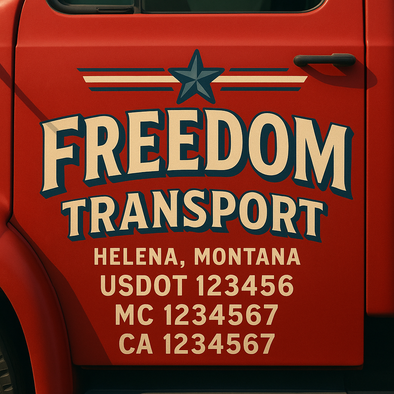 Custom Designed USDOT (DOT) Truck Door Lettering Decal Signs | Graphic Designed USDOT Lettering For Semi-Trucks, Work Trucks & Box Trucks | Add Your Trucking Name, USDOT, MC, CA, KYU, GVW & VIN (2-Pack)