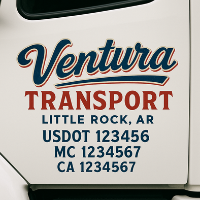 Custom Designed USDOT (DOT) Truck Door Lettering Decal Signs | Graphic Designed USDOT Lettering For Semi-Trucks, Work Trucks & Box Trucks | Add Your Trucking Name, USDOT, MC, CA, KYU, GVW & VIN (2-Pack)