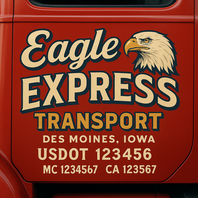 Custom Designed USDOT (DOT) Truck Door Lettering Decal Signs | Graphic Designed USDOT Lettering For Semi-Trucks, Work Trucks & Box Trucks | Add Your Trucking Name, USDOT, MC, CA, KYU, GVW & VIN (2-Pack)