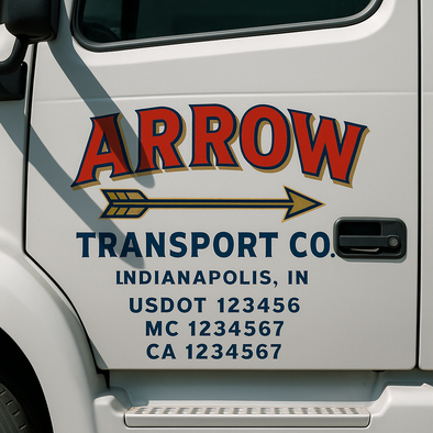 Custom Designed USDOT (DOT) Truck Door Lettering Decal Signs | Graphic Designed USDOT Lettering For Semi-Trucks, Work Trucks & Box Trucks | Add Your Trucking Name, USDOT, MC, CA, KYU, GVW & VIN (2-Pack)