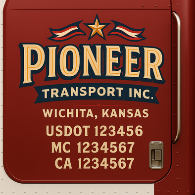 Custom Designed USDOT (DOT) Truck Door Lettering Decal Signs | Graphic Designed USDOT Lettering For Semi-Trucks, Work Trucks & Box Trucks | Add Your Trucking Name, USDOT, MC, CA, KYU, GVW & VIN (2-Pack)
