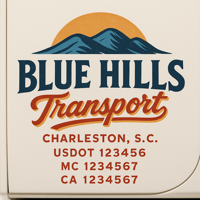 Custom Designed USDOT (DOT) Truck Door Lettering Decal Signs | Graphic Designed USDOT Lettering For Semi-Trucks, Work Trucks & Box Trucks | Add Your Trucking Name, USDOT, MC, CA, KYU, GVW & VIN (2-Pack)