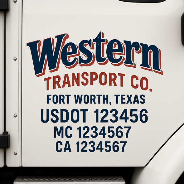 Custom Designed USDOT (DOT) Truck Door Lettering Decal Signs | Graphic Designed USDOT Lettering For Semi-Trucks, Work Trucks & Box Trucks | Add Your Trucking Name, USDOT, MC, CA, KYU, GVW & VIN (2-Pack)