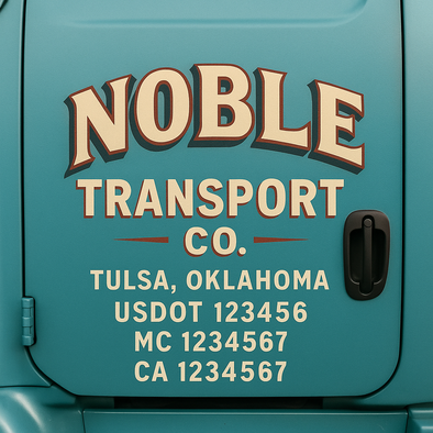 Custom Designed USDOT (DOT) Truck Door Lettering Decal Signs | Graphic Designed USDOT Lettering For Semi-Trucks, Work Trucks & Box Trucks | Add Your Trucking Name, USDOT, MC, CA, KYU, GVW & VIN (2-Pack)