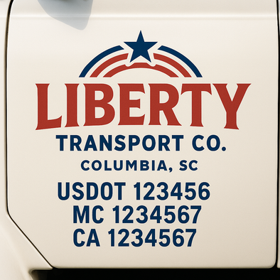 Custom Designed USDOT (DOT) Truck Door Lettering Decal Signs | Graphic Designed USDOT Lettering For Semi-Trucks, Work Trucks & Box Trucks | Add Your Trucking Name, USDOT, MC, CA, KYU, GVW & VIN (2-Pack)