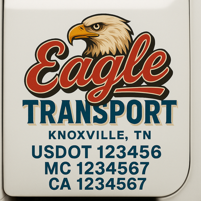 Custom Designed USDOT (DOT) Truck Door Lettering Decal Signs | Graphic Designed USDOT Lettering For Semi-Trucks, Work Trucks & Box Trucks | Add Your Trucking Name, USDOT, MC, CA, KYU, GVW & VIN (2-Pack)