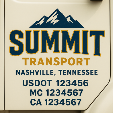 Custom Designed USDOT (DOT) Truck Door Lettering Decal Signs | Graphic Designed USDOT Lettering For Semi-Trucks, Work Trucks & Box Trucks | Add Your Trucking Name, USDOT, MC, CA, KYU, GVW & VIN (2-Pack)