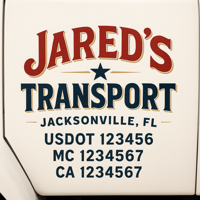 Custom Designed USDOT (DOT) Truck Door Lettering Decal Signs | Graphic Designed USDOT Lettering For Semi-Trucks, Work Trucks & Box Trucks | Add Your Trucking Name, USDOT, MC, CA, KYU, GVW & VIN (2-Pack)