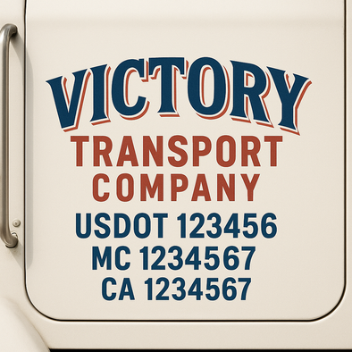 Custom Designed USDOT (DOT) Truck Door Lettering Decal Signs | Graphic Designed USDOT Lettering For Semi-Trucks, Work Trucks & Box Trucks | Add Your Trucking Name, USDOT, MC, CA, KYU, GVW & VIN (2-Pack)