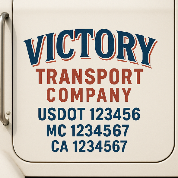 Custom Designed USDOT (DOT) Truck Door Lettering Decal Signs | Graphic Designed USDOT Lettering For Semi-Trucks, Work Trucks & Box Trucks | Add Your Trucking Name, USDOT, MC, CA, KYU, GVW & VIN (2-Pack)