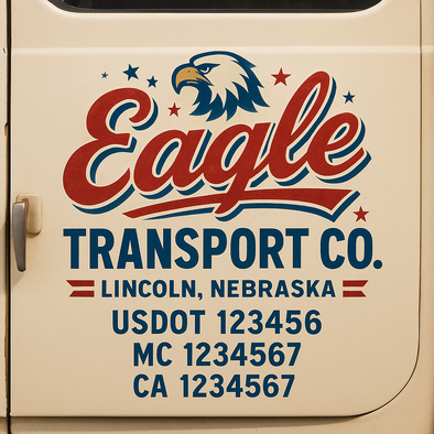 Custom Designed USDOT (DOT) Truck Door Lettering Decal Signs | Graphic Designed USDOT Lettering For Semi-Trucks, Work Trucks & Box Trucks | Add Your Trucking Name, USDOT, MC, CA, KYU, GVW & VIN (2-Pack)