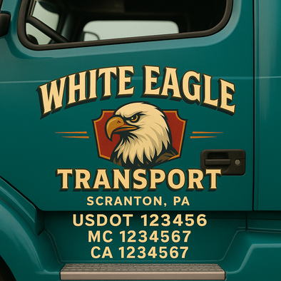 Custom Designed USDOT (DOT) Truck Door Lettering Decal Signs | Graphic Designed USDOT Lettering For Semi-Trucks, Work Trucks & Box Trucks | Add Your Trucking Name, USDOT, MC, CA, KYU, GVW & VIN (2-Pack)