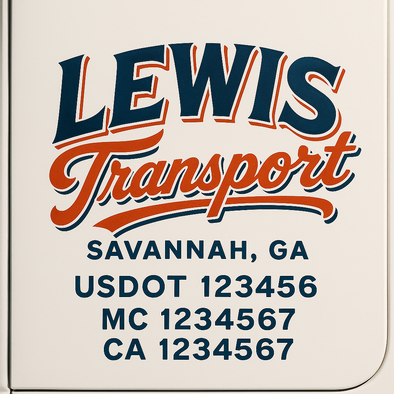 Custom Designed USDOT (DOT) Truck Door Lettering Decal Signs | Graphic Designed USDOT Lettering For Semi-Trucks, Work Trucks & Box Trucks | Add Your Trucking Name, USDOT, MC, CA, KYU, GVW & VIN (2-Pack)