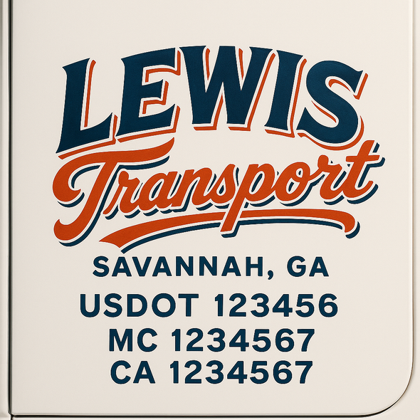Custom Designed USDOT (DOT) Truck Door Lettering Decal Signs | Graphic Designed USDOT Lettering For Semi-Trucks, Work Trucks & Box Trucks | Add Your Trucking Name, USDOT, MC, CA, KYU, GVW & VIN (2-Pack)