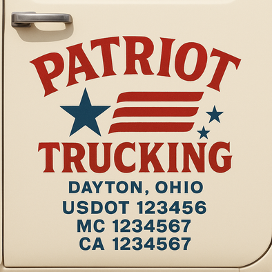 Custom Designed USDOT (DOT) Truck Door Lettering Decal Signs | Graphic Designed USDOT Lettering For Semi-Trucks, Work Trucks & Box Trucks | Add Your Trucking Name, USDOT, MC, CA, KYU, GVW & VIN (2-Pack)
