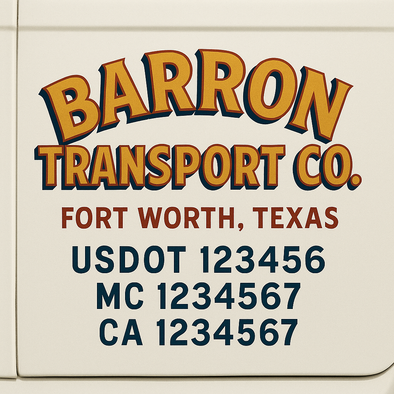 Custom Designed USDOT (DOT) Truck Door Lettering Decal Signs | Graphic Designed USDOT Lettering For Semi-Trucks, Work Trucks & Box Trucks | Add Your Trucking Name, USDOT, MC, CA, KYU, GVW & VIN (2-Pack)