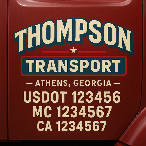 Custom Designed USDOT (DOT) Truck Door Lettering Decal Signs | Graphic Designed USDOT Lettering For Semi-Trucks, Work Trucks & Box Trucks | Add Your Trucking Name, USDOT, MC, CA, KYU, GVW & VIN (2-Pack)