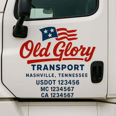 Custom Designed USDOT (DOT) Truck Door Lettering Decal Signs | Graphic Designed USDOT Lettering For Semi-Trucks, Work Trucks & Box Trucks | Add Your Trucking Name, USDOT, MC, CA, KYU, GVW & VIN (2-Pack)