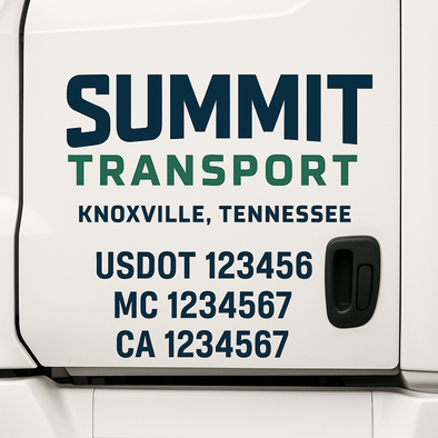 Custom Designed USDOT (DOT) Truck Door Lettering Decal Signs | Graphic Designed USDOT Lettering For Semi-Trucks, Work Trucks & Box Trucks | Add Your Trucking Name, USDOT, MC, CA, KYU, GVW & VIN (2-Pack)