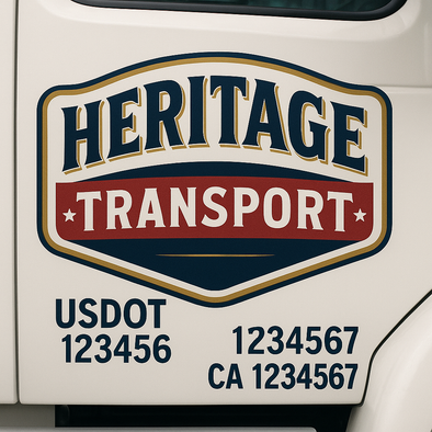 Custom Designed USDOT (DOT) Truck Door Lettering Decal Signs | Graphic Designed USDOT Lettering For Semi-Trucks, Work Trucks & Box Trucks | Add Your Trucking Name, USDOT, MC, CA, KYU, GVW & VIN (2-Pack)